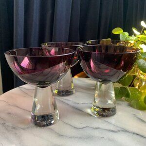 MCM purple and clear cocktail glasses